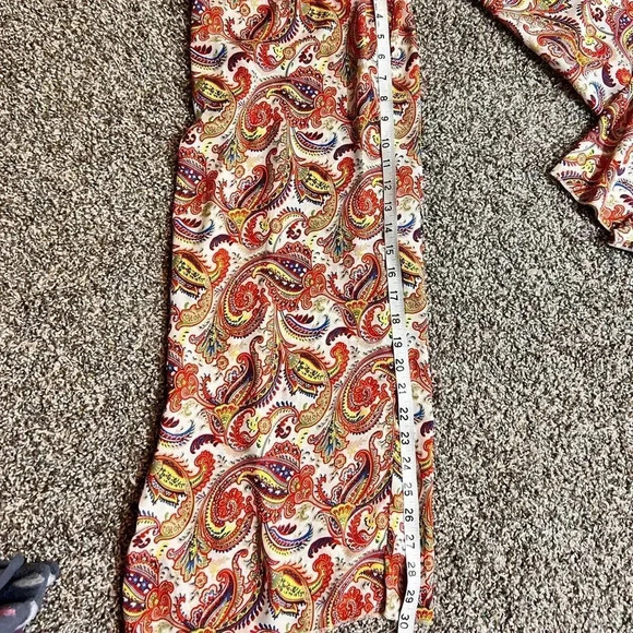 LOVE CULTURE JUMPSUIT LACE  WHITE  COLORFUL PAISLEY PRINT WIDE LEG PANTS - Picture 6 of 11